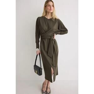 Modern Citizen Wei Tie Front Dress Midi V-Neck Waist Tie Sleeveless Sz L